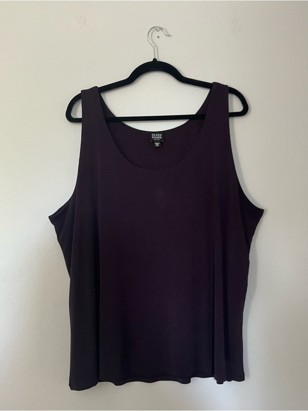 EILEEN FISHER Stretch 100% Silk Jersey Scoop Neck Tank Top 2X Purple